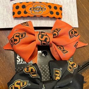 Set of 3 Oklahoma State University hair bow clips